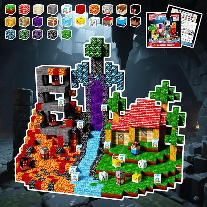 100pcs Magnetic Blocks Magnetic Building Blocks Set, Kids Sensory Toy for Toddlers STEM Learning, Stacking Magnets for Kids