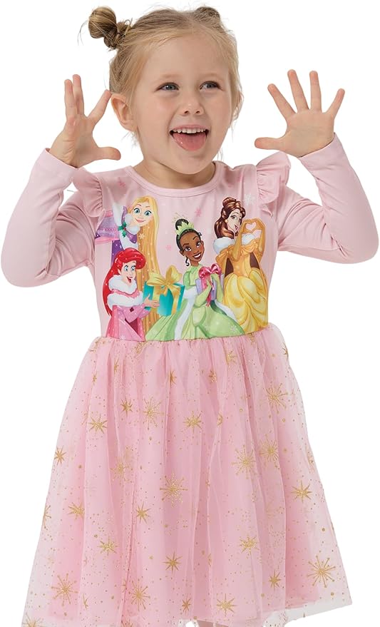 Disney Princess Frozen Minnie Mouse Dress Girls Sparkle Ruffle Tulle Tutu Birthday Party Fall Outfits Clothes Baby to Toddler