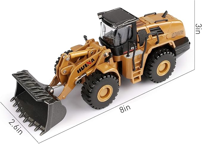 1/50 Scale Diecast Four Wheel Loader Truck Toy, Metal Construction Equipment Bulldozer Models for Kids (Wheel Loader)