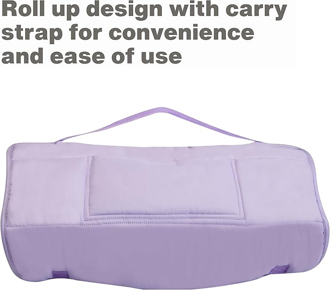 EVERYDAY KIDS Nap Mat with Removable Pillow - Lavender - Carry Handle with Straps Closure, Rollup Design, Soft Microfiber for Preschool, Daycare, Travel Sleeping Bag - Ages 3-6 Years