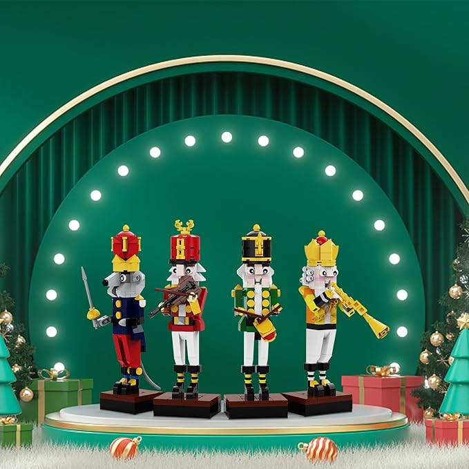 Christmas Nutcracker Building Kit - Xmas King and Soldier Set, a 4-in-1 for Teenagers as Puzzle Toys, Compatible with Lego for Desktop Ornament Model (697 Pcs)