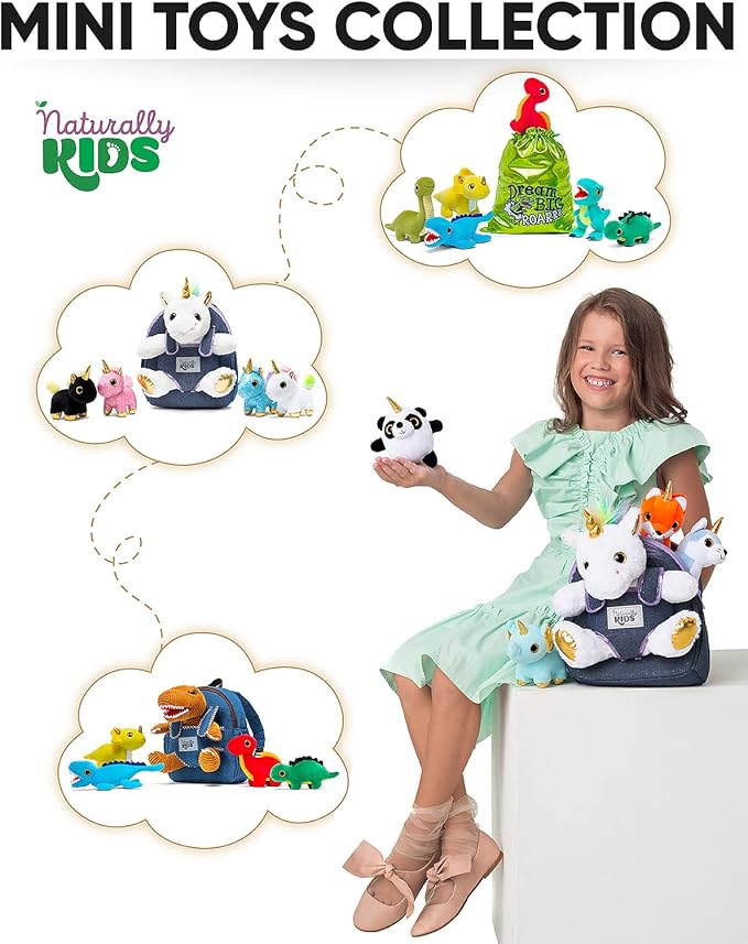 Naturally KIDS Toddler Unicorn Backpack w Plush Unicorn Toys, Gifts for 2-5 Year Old Girls, Toddler Backpack