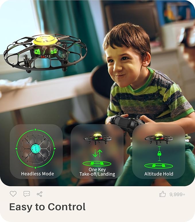 SYMA Drone for Kids with 7-Color LED Light, X660 Mini Drone with 3D Flip, Rotary Ascent, Headless Mode, Speed Switch and Full Protection RC Toys Gifts for Beginners Adults