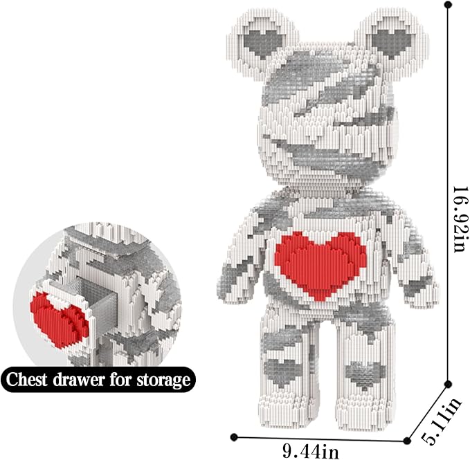 Bear Micro Mini Building Block Sets for Adults, No Compatible with Lego, Building Toys for Home & Office Decor, MOC 3D Creative Model Gifts for Christmas