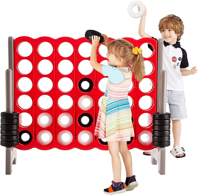 ARLIME Jumbo 4-to-Score Giant Game Set, Backyard Games for Kids & Adults, 4 in A Row W/Quick-Release Lever, 42 Build-in Rings Included, Jumbo Size for Outdoor & Outdoor Play