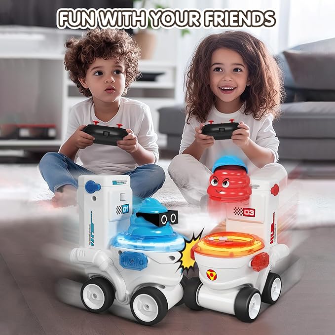Remote Control Car Toys Set of 2 for Kids Rechargeable RC Car Ejecting Bumper Car with LED Light & Music Effects RC Vehicle Birthday for Kids Age 3 4 5 6 7 8+ Family Interaction