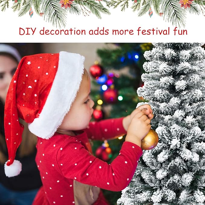 Happygrill 7.5FT Snow Flocked Pencil Christmas Tree Artificial Xmas Tree for Indoor Outdoor, Slim Christmas Tree for Festival Decoration