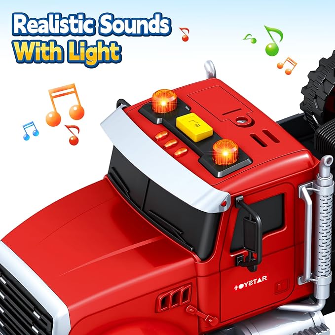 SpringFlower 21“ Extra Large Truck Toy, 3 4 5 6 Boys Toys with Tractors and Dump Truck, 3 in 1 Vehicle Toy with Sounds & Lights, Christmas Birthday Gift Kids Boy Toddlers Age 3 4 5 6 7