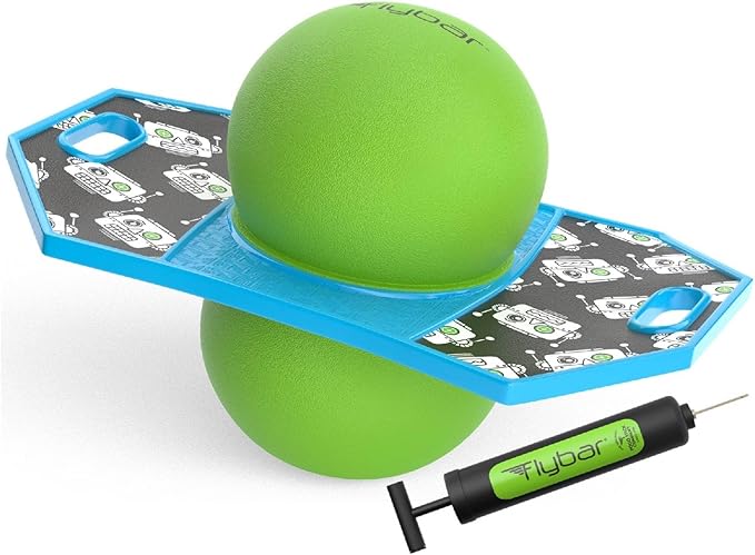 Flybar Pogo Trick Ball for Kids, Bounce Board for Boys and Girls Ages 6+, Up to 160 lbs, Includes Pump, Easy to Carry Handle, Durable Plastic Deck Indoor, Outdoor Toy Pogo Jumper,
