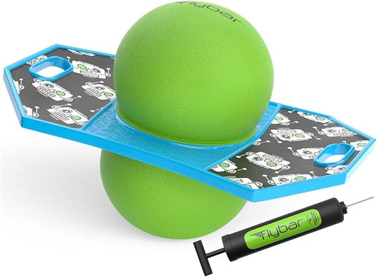 Flybar Pogo Trick Ball for Kids, Bounce Board for Boys and Girls Ages 6+, Up to 160 lbs, Includes Pump, Easy to Carry Handle, Durable Plastic Deck Indoor, Outdoor Toy Pogo Jumper,
