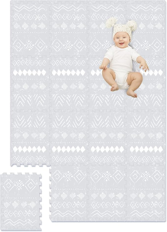 TCBunny 16 Interlocking Tiles and Edges Baby Play Mat for Kids & Toddlers - 5.6 X 4 FT (Bohemia Style)