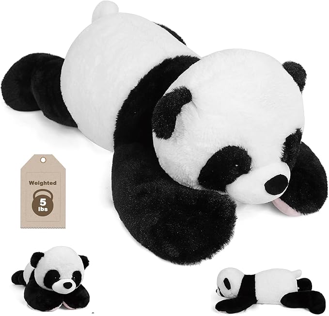 5 lbs 24" Weighted Stuffed Animals Panda Plushie, Cute Panda Weighted Plush Pillow Giant Stuffed Animals for Kids Adults