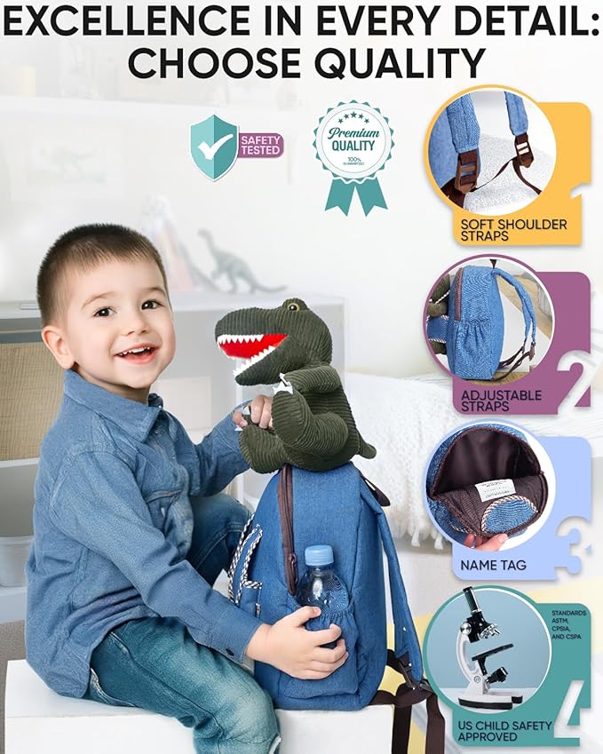 Green Dinosaur Toys for Kids 2-5, Gifts for 2 Year Old Boy, Gifts for 3 Year Old Boys, Toddler Dinosaur Backpack