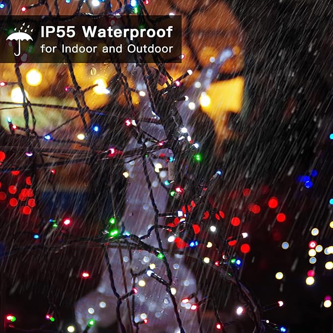 LetsFunny 300 LED Outdoor String Lights, 108FT Twinkle Lights with 8 Lighting Modes, Waterproof Ambient Aesthetic Lighting for Indoor & Outdoor Christmas Tree, Wedding, Party, Halloween Decorations