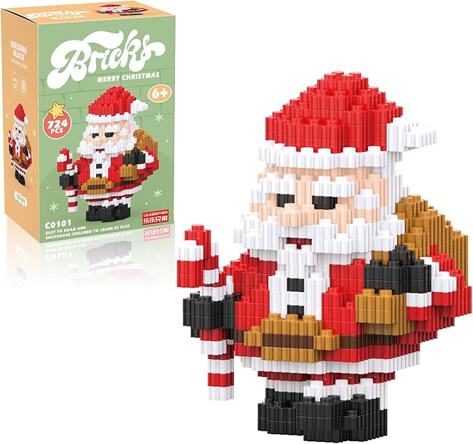Christmas Building Blocks Santa Compatible with Lego Christmas Micro Blocks Stacking New Toys Holiday Present Box New Year Birthday Gifts for Kids 7 8 9 10 11 12 Years Old (Santa Claus)