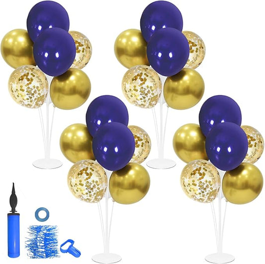 Navy Blue and Gold Balloon Stand Navy and Gold Balloons Centerpiece Table Decorations for Birthday Wedding Anniversary New Year Graduation Decorations Class of 2025(Gold navy set4)
