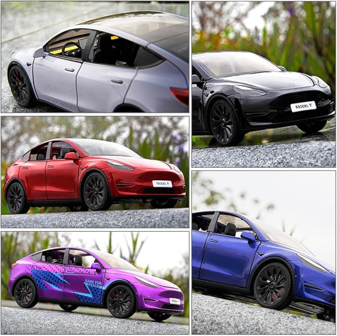 1/24 Model Y Toy Cars Alloy Diecast Model Car, Pull Back Mo-del Y M-odel Car with Light, Big Mo-del Y Diecast Cars Mode-l Toy Suitable for Kids Adults Birthday Gift (Black)