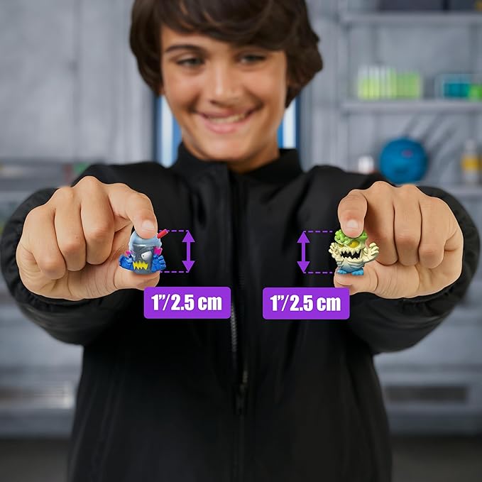 MRBEAST LAB Swarms Series 3, Hyper Fusion Series, 6 Pack - Lab Pack Includes 6 Micro Beasts, 6 Collectible Stickers & 2 Stackable Fusion Caps to Build Out Your Own