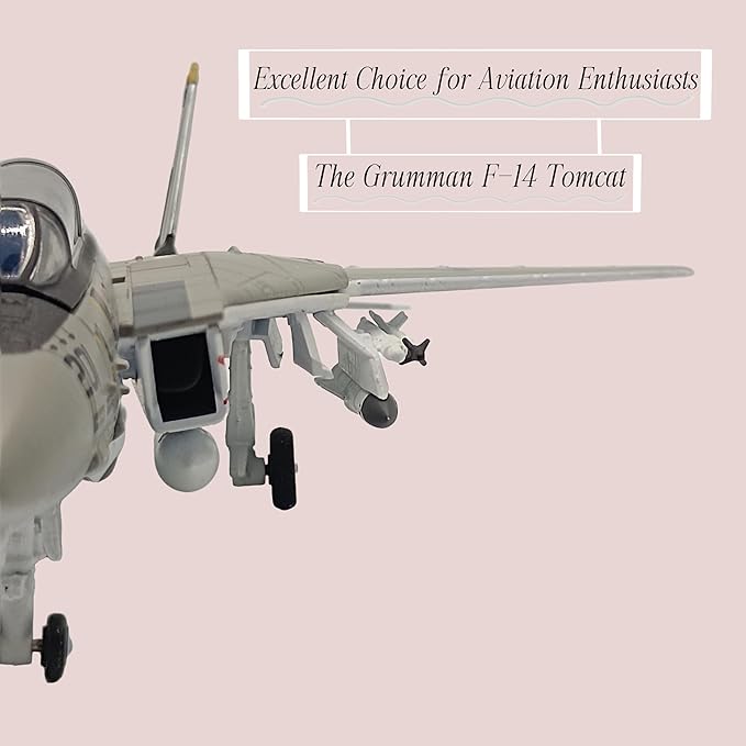 1:100 Scale Bomber Attack Plane Military Model Plane F-14 Tomcat（Foldable Wings Fighter Jet Model Diecast Airplanes Collection Plane for Gifts（NO:201