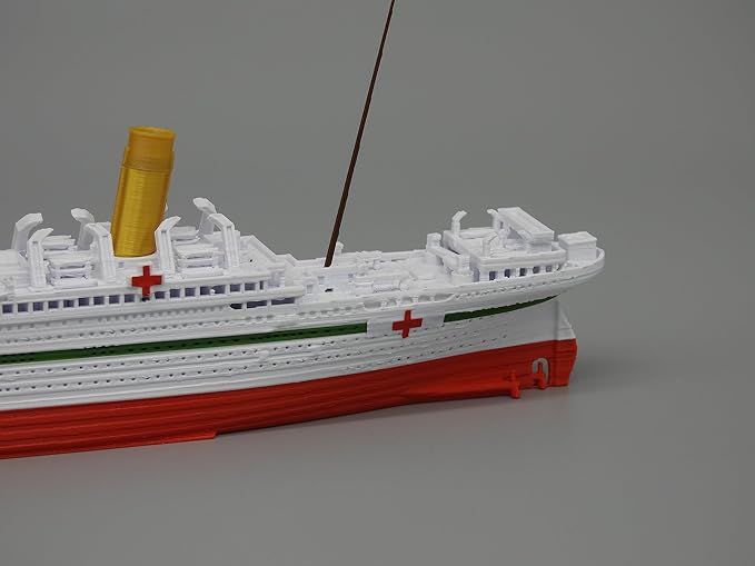 12" Prebuilt Display Model Ship (HMHS Britannic 1ft Model with Sea Mines (3pc) (includes Masts))
