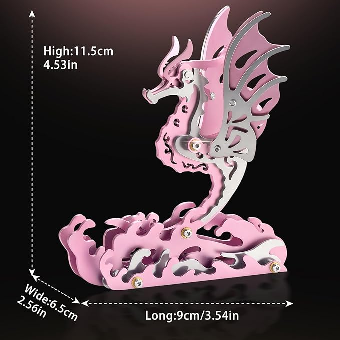 3D Metal Puzzles,3D Metal Puzzle for Adults,Mechanical Model Kit Seahorse Pink,Steel 3D Puzzles Stainless Steel Ornaments for Adults Home Decor Art Craft Gifts Toys.