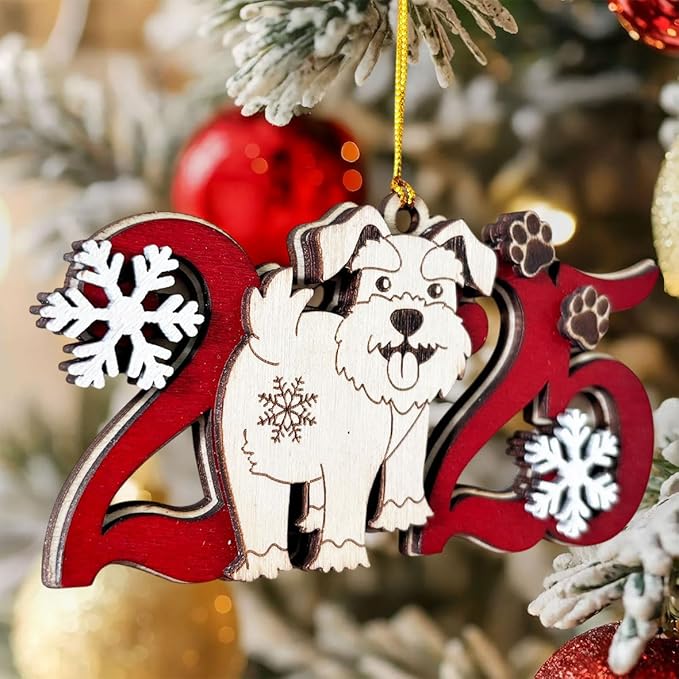 2025 Schnauzer Christmas Ornament – Wooden Dog Ornament for Tree, Cute Puppy Holiday Decoration, Personalized Pet Lover Gift for Women, Men, Kids, Dog Mom & Dad