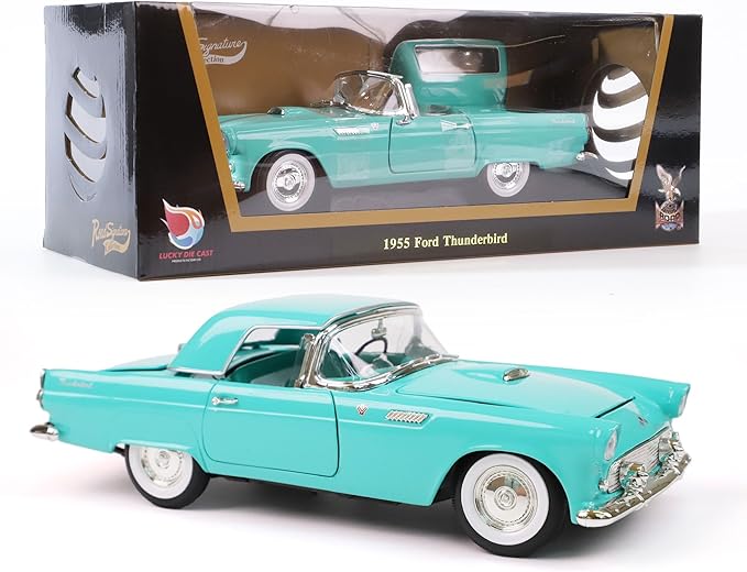 1955 Ford Thunderbird 1/18 Scale Die-Cast Metal Model Premium Classic Vintage Alloy Cars with Display Case, with Opening Doors, Best Gift for Men, Dad & Kids 14+ Years (Blue)