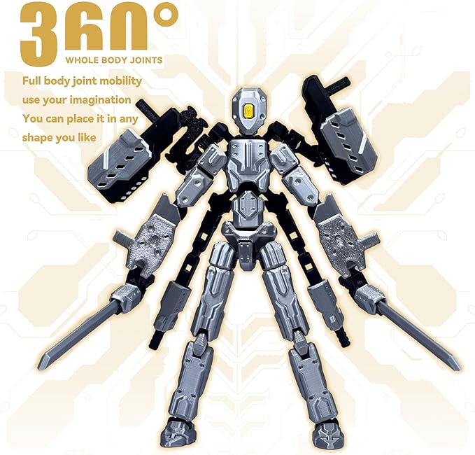 8 inch T13 (Assembly Completed) Action Figure Set,T 13 Multi-Articular Mobile Robot Nova T-13,Desktop Decorations for Game Lovers Toys (Gray)