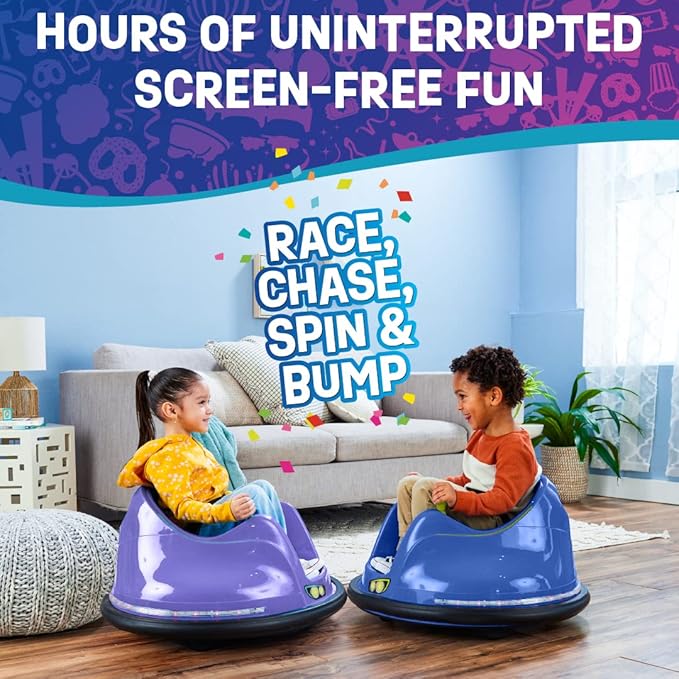 Flybar FunPark Electric Bumper Car 6V for Toddlers, Kids, Baby Ride On Toys, Ages 1.5-4 Years, LED Lights, 360 Degree Spin, Supports up to 66 pounds (No Remote)