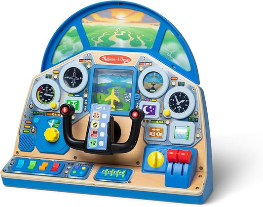 Melissa & Doug Jet Pilot Interactive Dashboard Wooden Toy for Boys and Girls Ages 3+ - FSC Certified