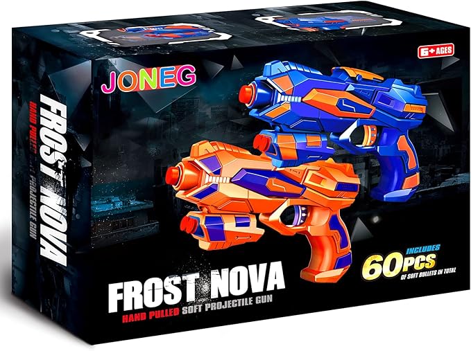 JONEG 2 Pack Blaster Guns Toy, Guns Toys for Kids Age 6 8 Birthday Gift for 6-7 Year Old Boys Girls Ideas Gifts for Boys Kids Age 6 10 Outdoor Games Toys for 9 yr Old Boy