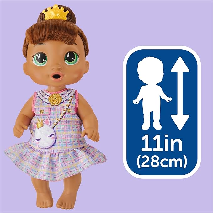 Baby Alive Bubbly Tea Party Sophia Sparkle Doll with Teapot Accessories, Brown Hair, 11 Inches, Toys for 3 Year Old Girls and Boys & Up