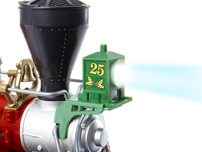 Lionel Battery-Operated North Pole Central Freight Toy Train Set with Bluetooth, Locomotive, Train Cars, & Track with Authentic Train Sounds, Lights, & Water Vapor Smoke Effects for Kids 4+