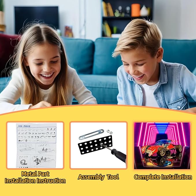 Metal Model Car Building Assembly Toys 166 PCS STEM Erector Set - Spidermodel Car Vehicle Model Construction Set for Boys and Girls Ages 8+