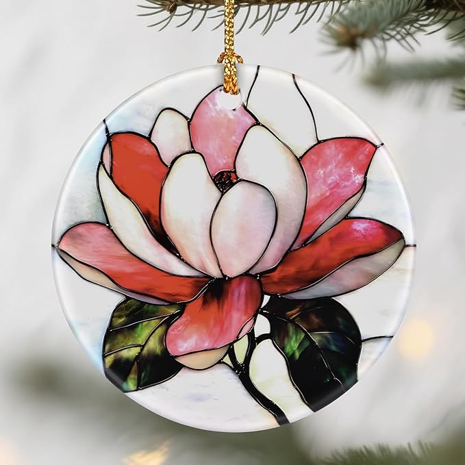 Magnolia Flower Christmas Ornaments: Christmas Tree Ornaments, Holiday Decor for Flower Lovers, Stocking Stuffers, Gift Ideas, Xmas Gifts & Gifts for Nature and Garden Lovers