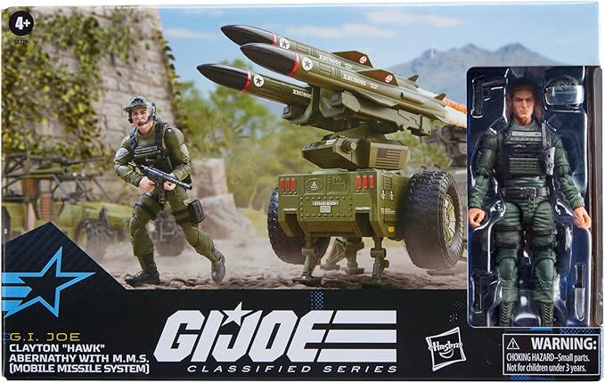 G.I. Joe Classified Series #182, Clayton “Hawk” Abernathy with M.M.S. (Mobile Missile System) Towable Vehicle, Collectible 6 Inch Action Figure Set