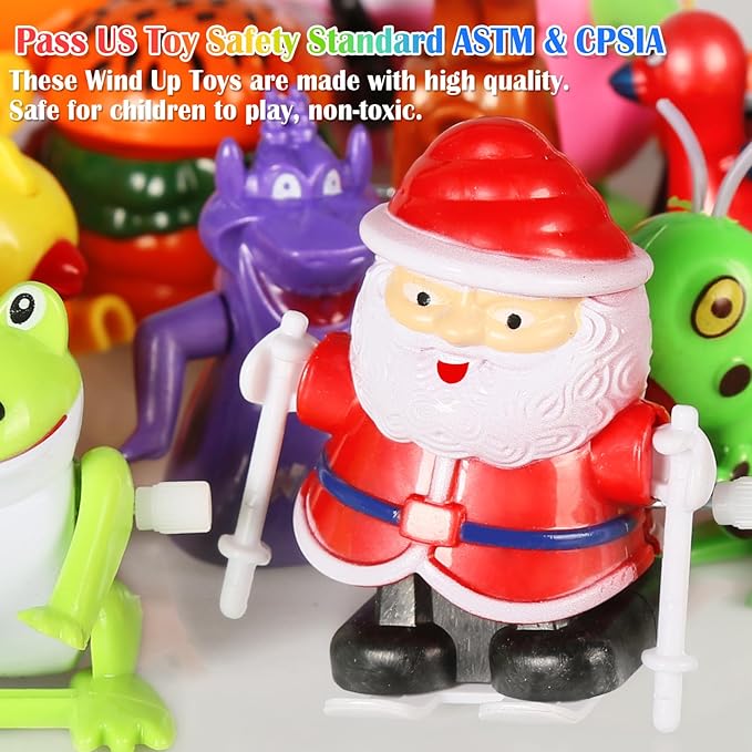 32 PCS Assorted Wind-up Toys for Kids, Bulk Windup Animals Walking Jumping Swimming Flipping Clockwork Toys for Kids Clossroom Party Favors, Birthday Gifts