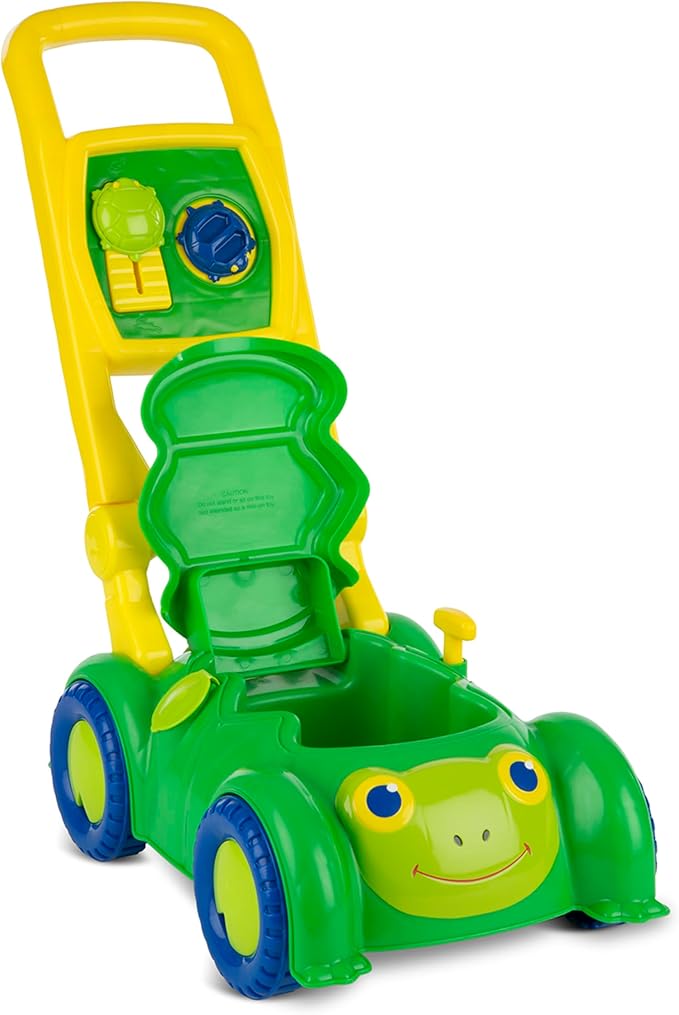 Melissa & Doug Sunny Patch Snappy Turtle Lawn Mower - Pretend Play Toy for Kids - Turtle-Themed Pretend Kids Lawn Mower Developmental Push Toy For Toddlers
