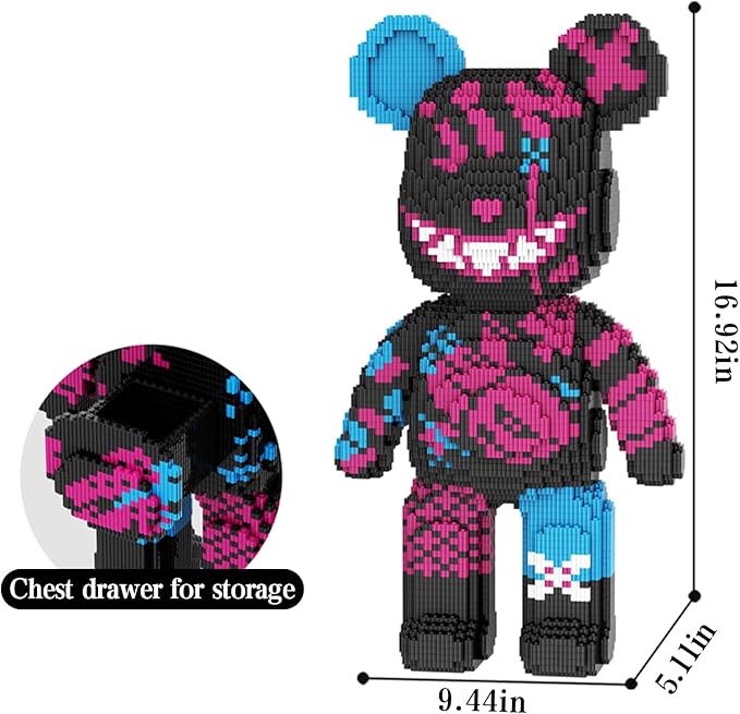 Bear Micro Mini Building Block Sets for Adults, No Compatible with Lego, Building Toys for Home & Office Decor, MOC 3D Creative Model Gifts for Christmas