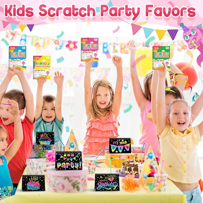 Party Favors for Kids: 36 Pack Rainbow Scratch Art Notebook Students Classroom Gifts Bulk for Girls Boys Goodie Bags Stuffers, Return Gifts for Birthday Party Favors Bulk Kids Crafts