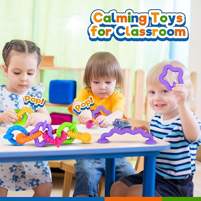 Richtim Bath Toys Toddlers Suction Toys: 6 Pack Colorful Textured Suction Toy for Baby Bathtime - Travel No Hole Bath Toy for Boys and Girls