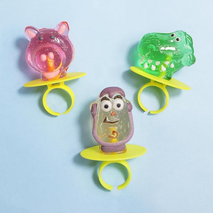 Toy Story Individually Wrapped Lollipop Rings Birthday Party Supplies, Buzz Lightyear, Rex, and Hamm, Character Shaped Suckers, Pack of 18