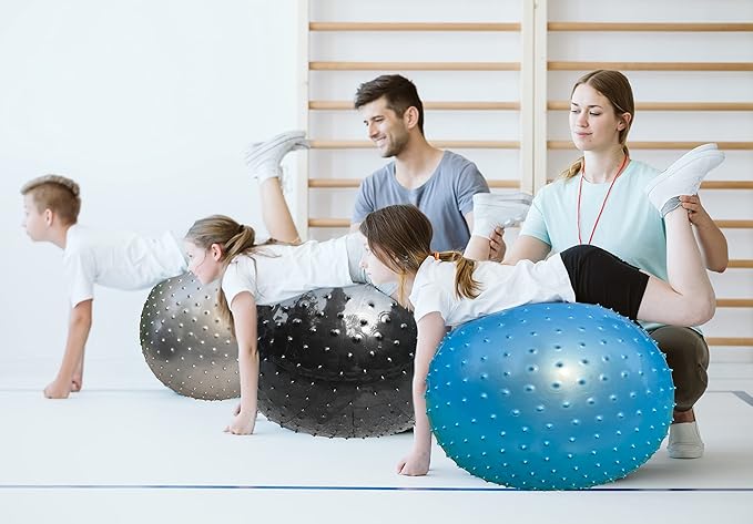 Large Sensory Massage Ball for Kids, 33.5" 85CM Bouncy Exercise Balls, Big Inflatable Balls with Tactile Spikes, Outdoor Play Yoga Balls, Large Beach Ball (2 Set Grey)