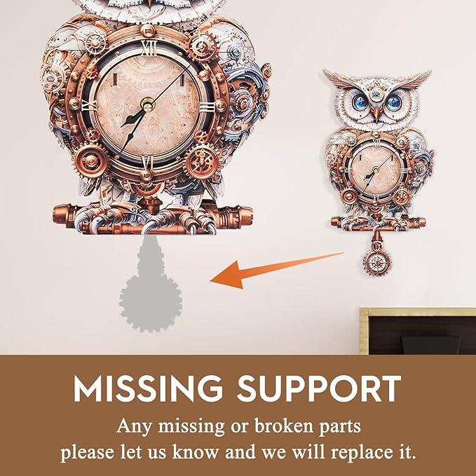 3D Puzzles for Adults Clock-Mechanical Owl Design Model Kit-Mechanical DIY Pendulum Clock with Roman Numerals-Desk Home Office Decor Personalized Gift for DIY Lovers