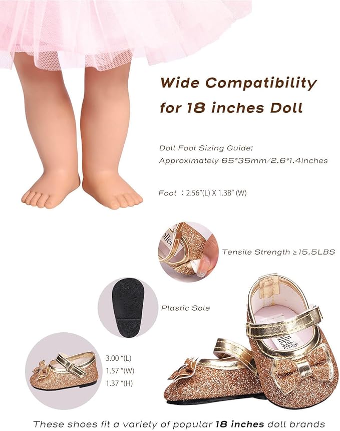 18 inch Doll Shoes - 7 Pairs with Gift Box, Compatible with American Doll