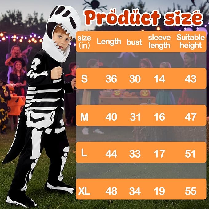 Halloween Dinosaur Skeleton Costume Dinosaur Jumpsuit white Skeleton Onesie Pajamas