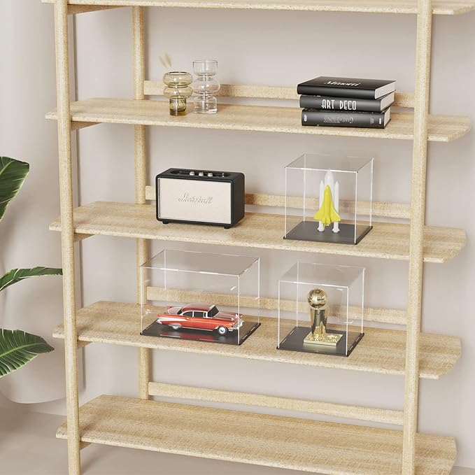 Acrylic Box with Matte Black Base, Simple Self-Assembly Clear Acrylic Display Case, 9 Inch Cube Dustproof Showcase with Lid for Collectibles, Toys and Jewelry (8x8x9.6 inch)