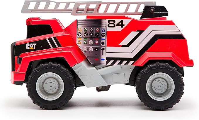 CAT Construction Toys, 11.5" Power Haulers Fire Truck, Realistic Lights & Sounds, Motion Drive Technology, Working Features, and Interactive Play for Ages 3+