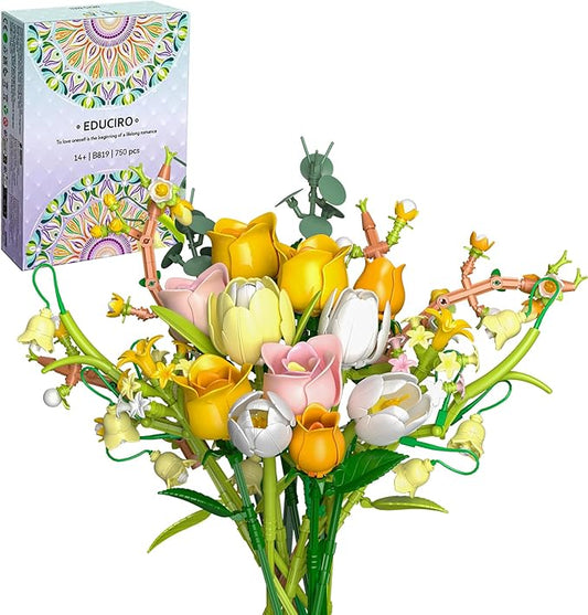 Rose Bouquet Building Set for Adult - Compatible with Lego Flowers Botanical Collection - Christmas, Mother's Day & Valentine's Gifts for Women & Girls Home Decor