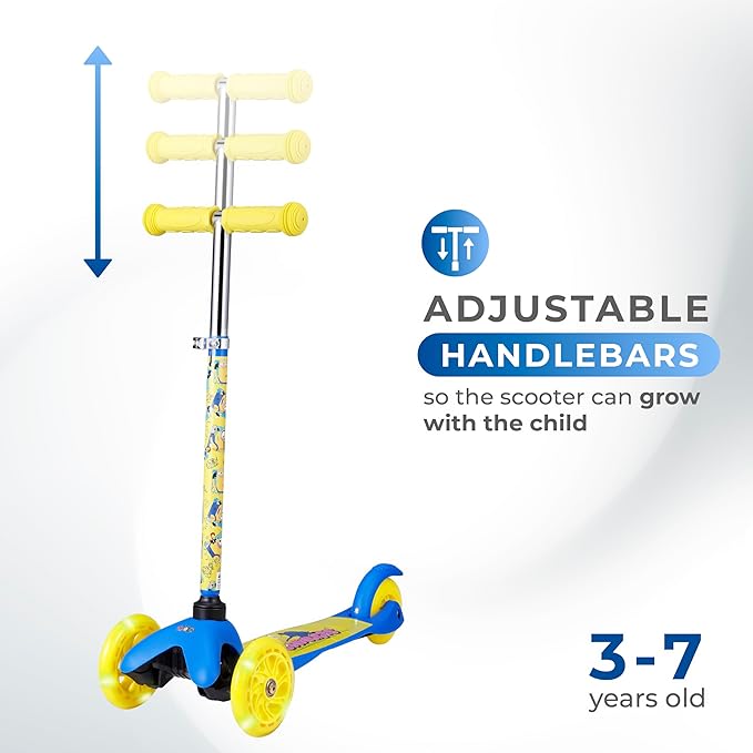 Self Balancing Kick Scooter with Light Up Wheels, Extra Wide Deck, 3 Wheel Platform, Foot Activated Brake, 75 lbs Limit, Kids & Toddlers Girls or Boys, for Ages 3 and Up